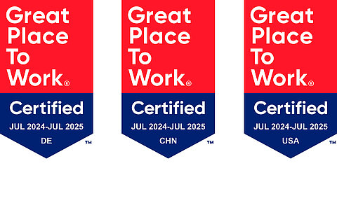 "Great Place To Work" seal for Germany, China and the USA