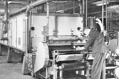 Insulating tape production in Wuppertal in 1955