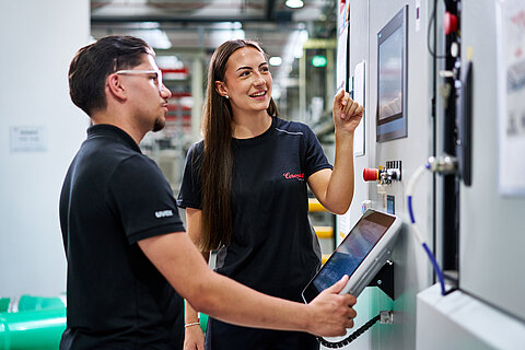 Two dual students in production