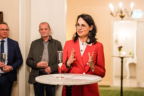Natalie Mekelburger during her welcoming speech