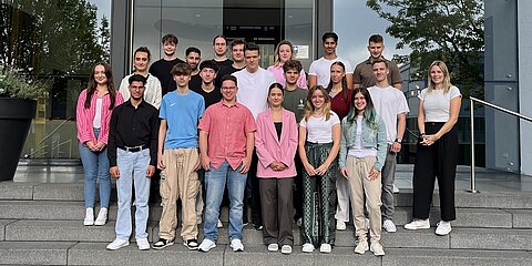 [Translate to Deutsch:] New Trainees of the Coroplast Group in front of the Headquarters in Wuppertal