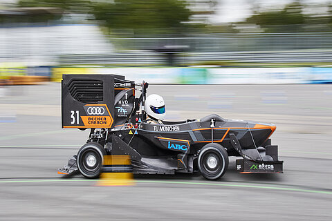 : Formula Student Germany racing car in action at the Hockenheimring