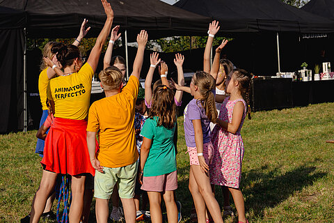 Children playing at Coroflex family day