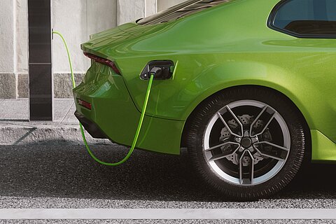 Individual charging cables - jacket colors that match the vehicle in green