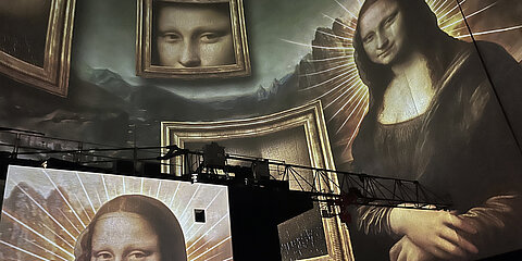 Projection of the Mona Lisa at the Visiodrom in the Gaskessel Wuppertal, Germany